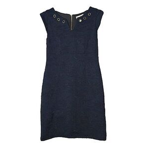 JOSEPH Ribkoff Black Gold Sheath Dress Short Cap Sleeve Shift Women 12